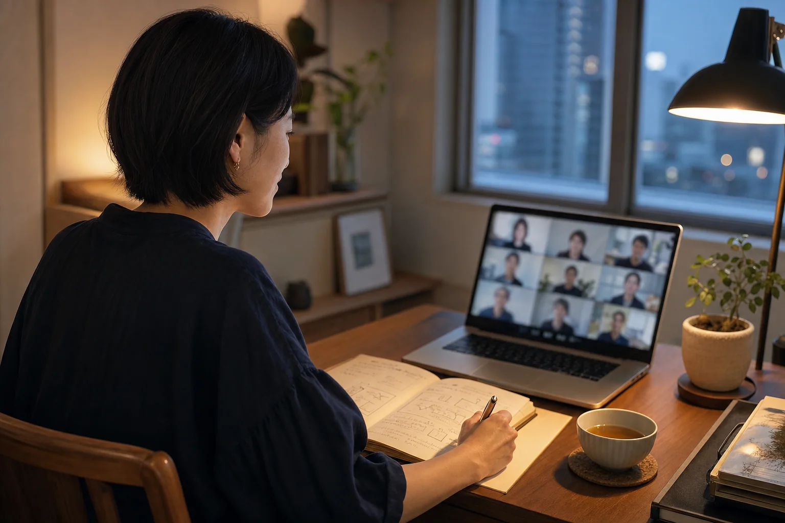 自宅からLEAPのオンライン実践会へ参加する様子